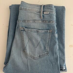 MOTHER | Hustler Roller Flood in Cherie Cherie | Blue Flare Wide Leg Jeans